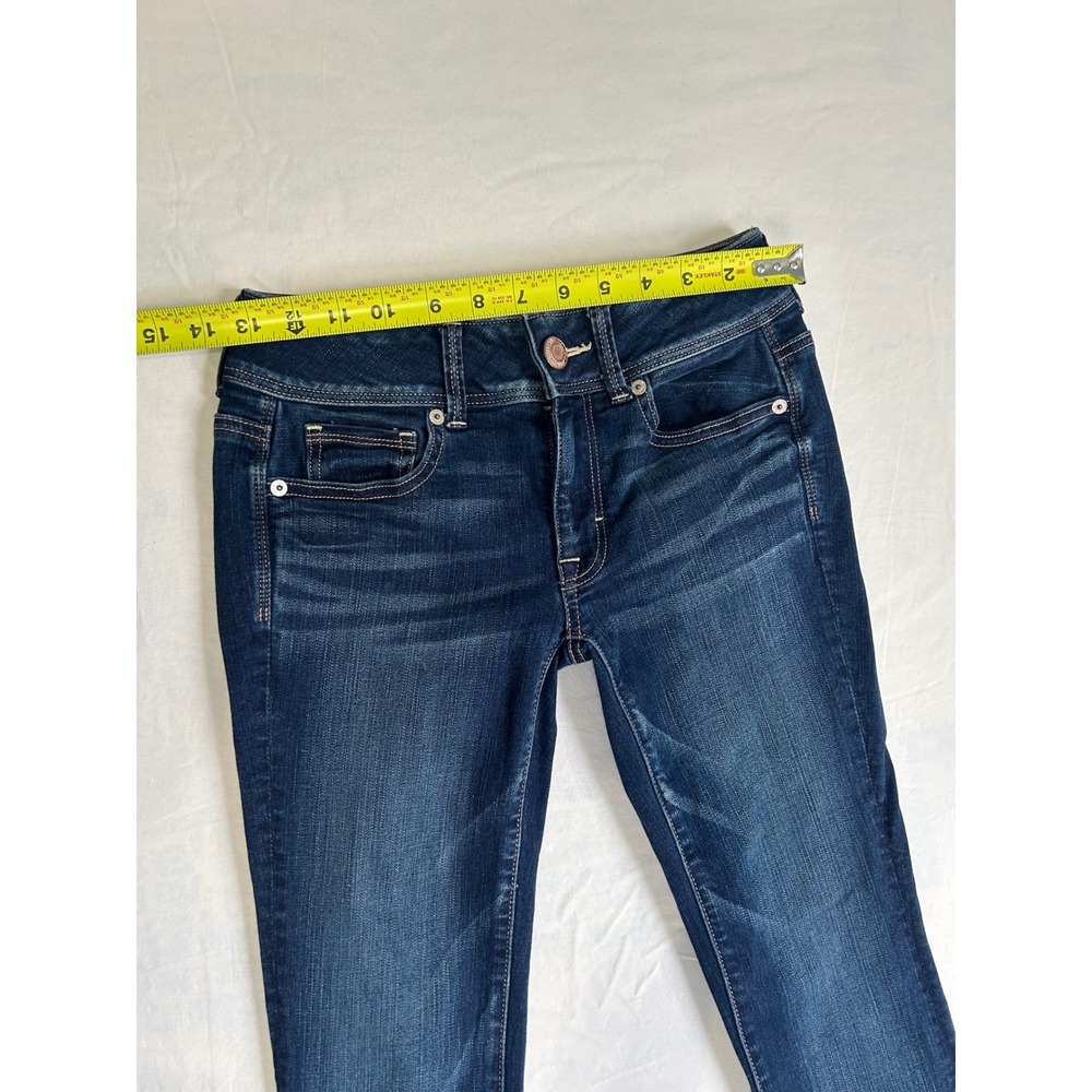 American Eagle Kick Boot Super Stretch Dark Wash Jeans Womens Size 0 Long - Picture 6 of 7